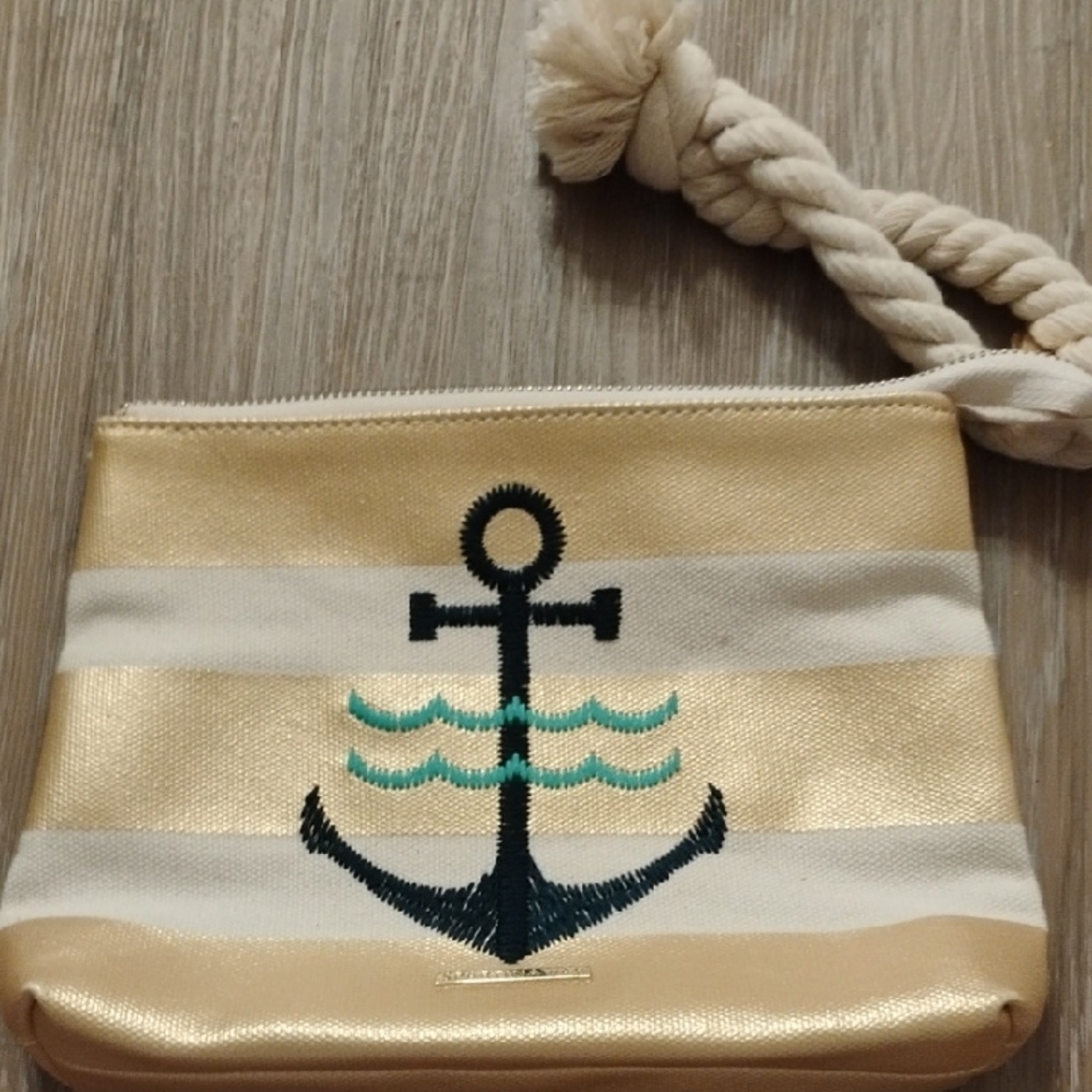 Spartina 449 Gold and Cream Anchor Pouch